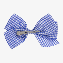 Peach Ribbons-Синяя заколка-бантик в клетку (12см) | Childrensalon Outlet