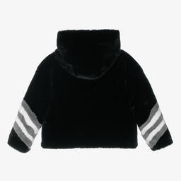 Perfect Moment-Черная куртка из искусственного меха с капюшоном | Childrensalon Outlet