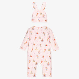Peter Rabbit™ by Childrensalon-Baby Girls Pink Cotton Romper Suit Set | Childrensalon Outlet