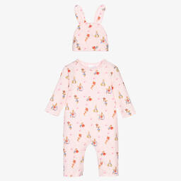 Peter Rabbit™ by Childrensalon-Baby Girls Pink Cotton Romper Suit Set | Childrensalon Outlet