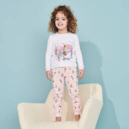Peter Rabbit™ by Childrensalon-Girls Pink and White Pyjama Set | Childrensalon Outlet