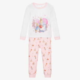 Peter Rabbit™ by Childrensalon-Girls Pink and White Pyjama Set | Childrensalon Outlet