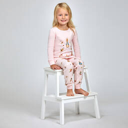 Peter Rabbit™ by Childrensalon-Girls Pink Cotton Jersey Pyjamas | Childrensalon Outlet