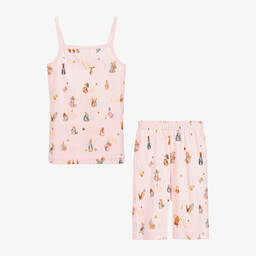 Peter Rabbit™ by Childrensalon-Girls Pink Cotton Jersey Short Pyjamas  | Childrensalon Outlet