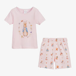 بيتر رابِت باي تشلدرن صالون-بيجاما شورت قطن لون زهري للبنات | Childrensalon Outlet