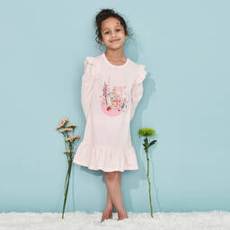 بيتر رابِت باي تشلدرن صالون-قميص نوم جيرسي لون زهري مزين بكشكش للبنات | Childrensalon Outlet