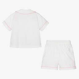 Peter Rabbit™ by Childrensalon-Girls White Embroidered Cotton Pyjamas | Childrensalon Outlet