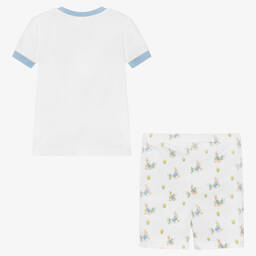 بيتر رابِت باي تشلدرن صالون-بيجاما شورت قطن جيرسي لون أبيض و أزرق | Childrensalon Outlet