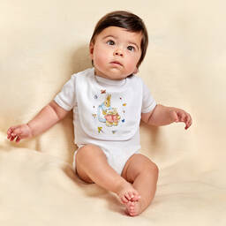 بيتر رابِت باي تشلدرن صالون-مريلة قطن لون أبيض للأطفال | Childrensalon Outlet