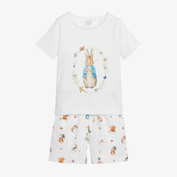 Peter Rabbit™ by Childrensalon-Короткая белая пижама из хлопкового джерси | Childrensalon Outlet