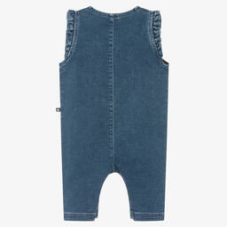 Petit Bateau-Baby Girls Blue Denim Dungarees | Childrensalon Outlet