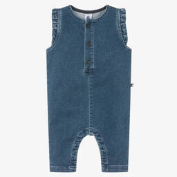 Petit Bateau-Baby Girls Blue Denim Dungarees | Childrensalon Outlet