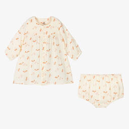 Petit Bateau-Baby Girls Ivory Bird Dress | Childrensalon Outlet