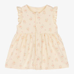 Petit Bateau-Baby Girls Ivory Cotton Floral Dress | Childrensalon Outlet