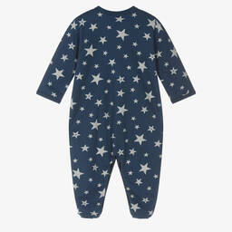 Petit Bateau-Blue Cotton Star Print Babygrow | Childrensalon Outlet