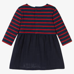 Petit Bateau-Blue & Red Stripe Cotton Dress | Childrensalon Outlet