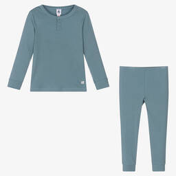 Petit Bateau-Голубая пижама в рубчик | Childrensalon Outlet