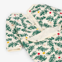 Petit Bateau-Boys Beige & Green Christmas Babygrow | Childrensalon Outlet