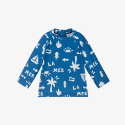 Petit Bateau-Boys Blue Seaside Graphic Swim Top (UPF 50+) | Childrensalon Outlet