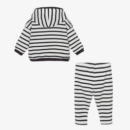 بتي باتو-طقم بنطلون قطن عضوي جيرسي مقلم لون أزرق وأبيض | Childrensalon Outlet