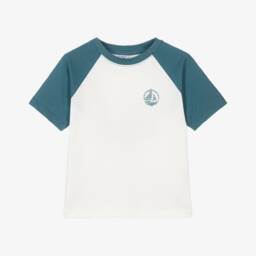 Petit Bateau-Boys Cotton Block Tee in Green | Childrensalon Outlet