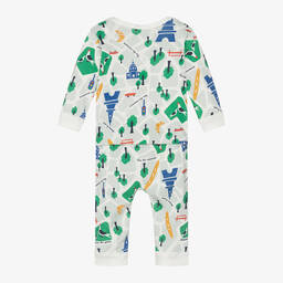 Petit Bateau-Boys Grey Cotton Paris-Print Babygrow | Childrensalon Outlet
