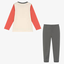 Petit Bateau-بيجاما قطن عضوي لون عاجي ورمادي للأولاد | Childrensalon Outlet