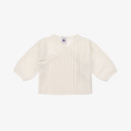 Petit Bateau-Boys Ivory Knit Wool Cardigan | Childrensalon Outlet