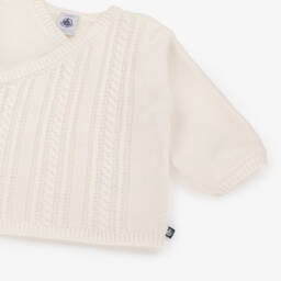 Petit Bateau-Boys Ivory Knit Wool Cardigan | Childrensalon Outlet