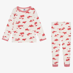 Petit Bateau-Кремово-красная пижама из органического хлопка | Childrensalon Outlet