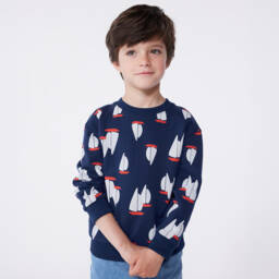 Petit Bateau-Синий хлопковый джемпер для мальчиков | Childrensalon Outlet