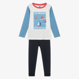 Petit Bateau-Boys Nautical Blue Sleepwear Set | Childrensalon Outlet