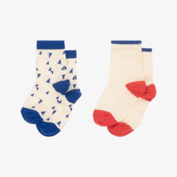 Petit Bateau-Кремовые хлопковые носки для мальчиков в морском стиле (набор из двух пар) | Childrensalon Outlet