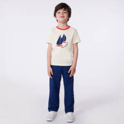 Petit Bateau-Boys Nautical Ivory Cotton Tee | Childrensalon Outlet