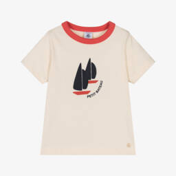 Petit Bateau-Boys Nautical Ivory Cotton Tee | Childrensalon Outlet