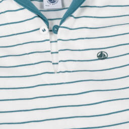 Petit Bateau-Boys Teal Stripe Cotton Ensemble | Childrensalon Outlet