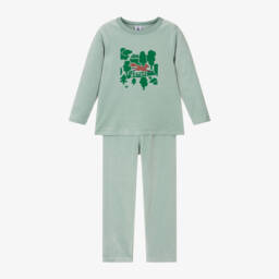 Petit Bateau-Зеленая велюровая пижама для мальчиков | Childrensalon Outlet