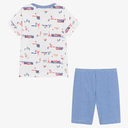 Petit Bateau-Boys White & Blue Organic Cotton Pyjamas | Childrensalon Outlet