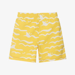Petit Bateau-شورت سباحة بنقشة الأمواج وأسماك القرش لون أصفر للأولاد | Childrensalon Outlet