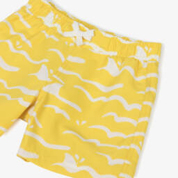 Petit Bateau-شورت سباحة بنقشة الأمواج وأسماك القرش لون أصفر للأولاد | Childrensalon Outlet