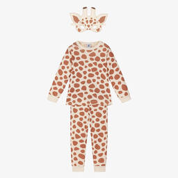 Petit Bateau-Girls Beige Giraffe Print Pyjamas | Childrensalon Outlet