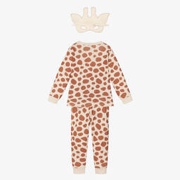 Petit Bateau-Girls Beige Giraffe Print Pyjamas | Childrensalon Outlet