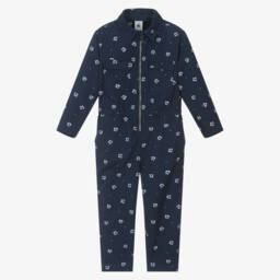 Petit Bateau-جمبسوت قطني أزرق مزهر للبنات | Childrensalon Outlet