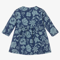 Petit Bateau-Синее хлопковое платье с голубыми цветами для девочек | Childrensalon Outlet