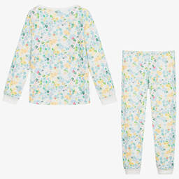 بتي باتو-بيجاما قطن لون أبيض، أزرق ورمادي للبنات | Childrensalon Outlet