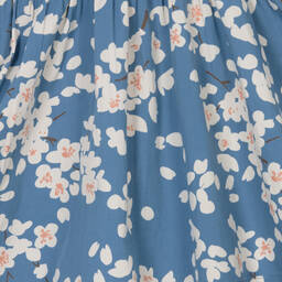 Petit Bateau-Girls Blue Organic Cotton Floral Dress | Childrensalon Outlet