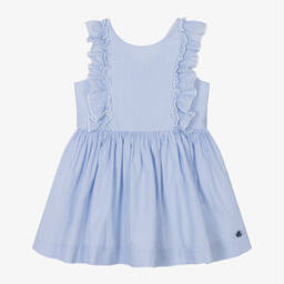 Petit Bateau-Girls Blue Striped Organic Cotton Dress | Childrensalon Outlet