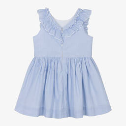 Petit Bateau-Girls Blue Striped Organic Cotton Dress | Childrensalon Outlet