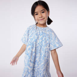 Petit Bateau-Girls Blue & White Cherry Print Dress | Childrensalon Outlet