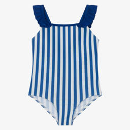 Petit Bateau-Girls Blue & White Stripe Swimsuit | Childrensalon Outlet